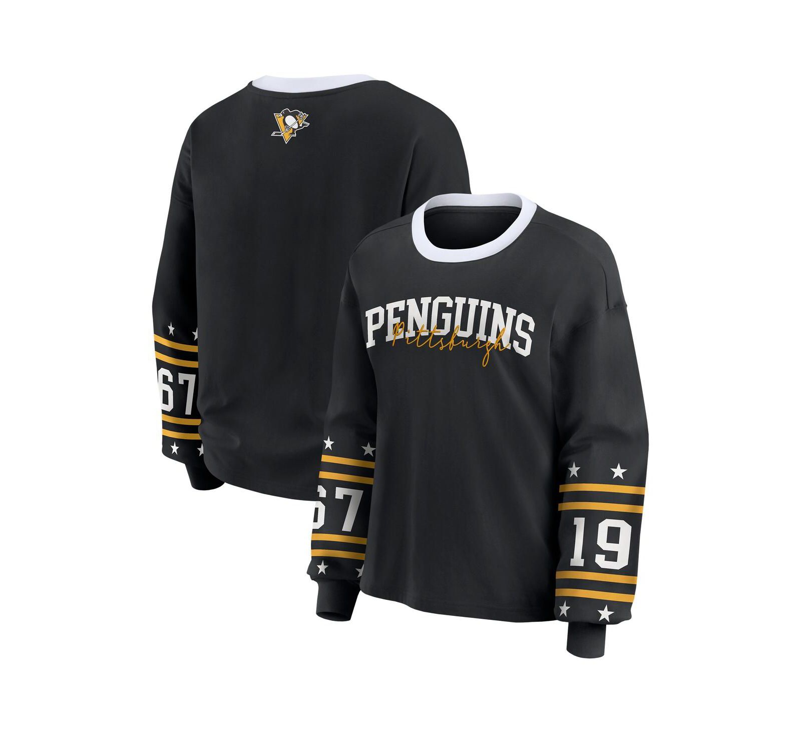 WEAR by Erin Andrews Women's Black Pittsburgh Penguins Long-Sleeve Sport T-Shirt