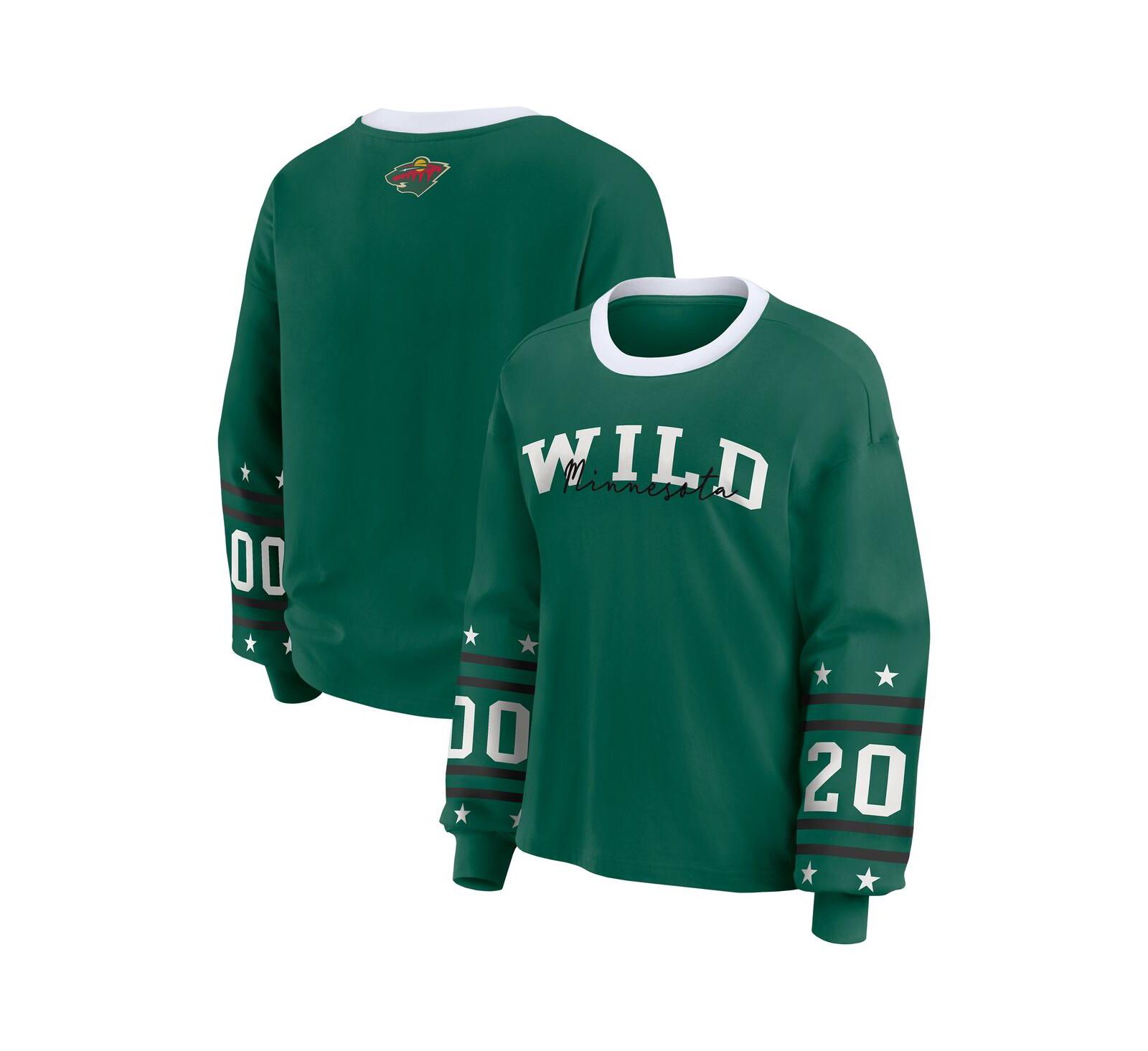 WEAR by Erin Andrews Women's Green Minnesota Wild Long-Sleeve Sport T-Shirt