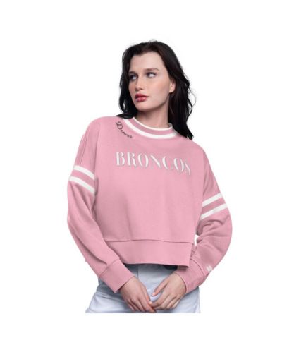 Свитшот Starter Women's Pink Denver Broncos Power Play Cropped Pullover