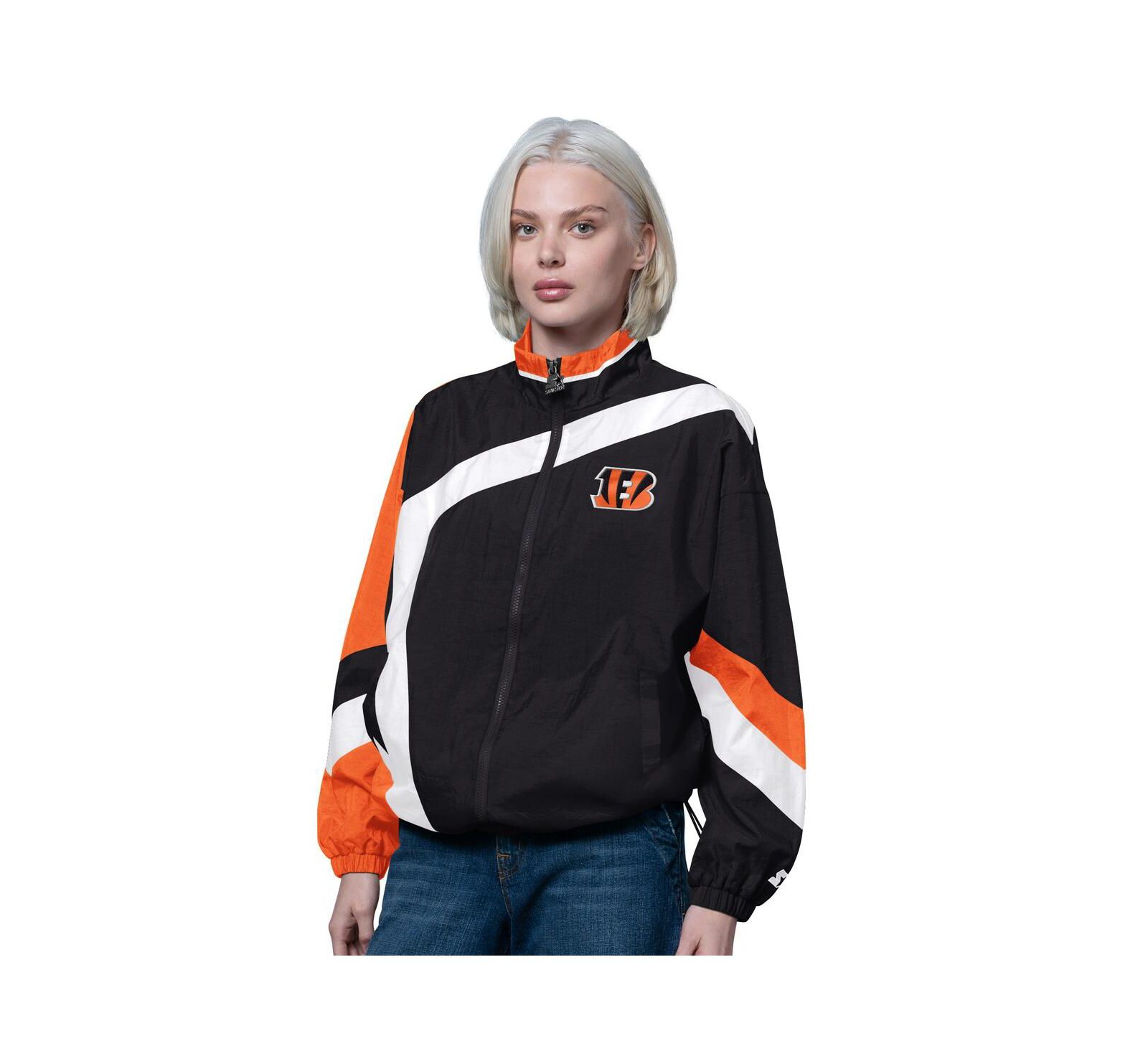 Starter Женская ветровка Cincinnati Bengals 1st Quarter Full-Zip Black/Orange