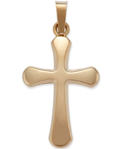 Подвеска Rounded Cross Pendant in 14k Yellow Gold