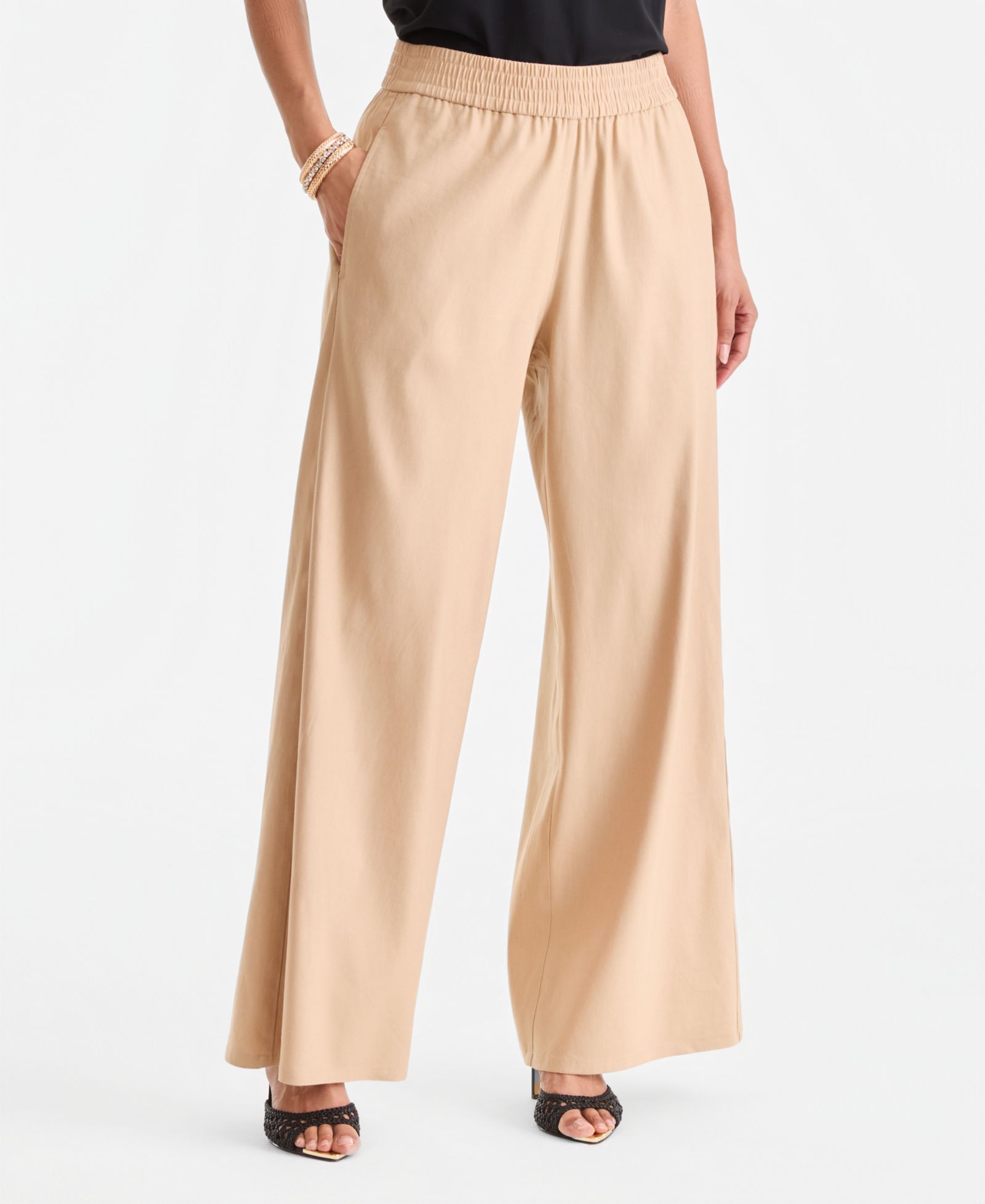 I.N.C. International Concepts Women's Linen-Blend Wide-Leg Pull-On Pants