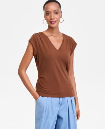 I.N.C. International Concepts Women's Cap-Sleeve V-Neck T-Shirt, Macy's Exclusive