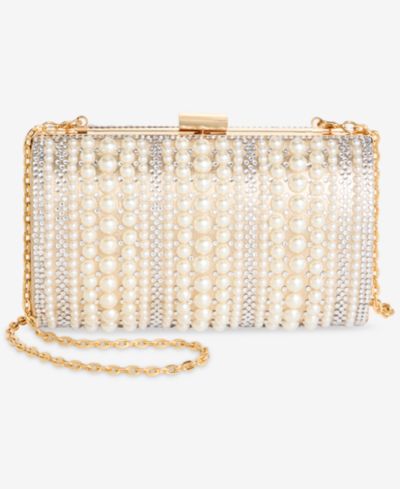 I.N.C. International Concepts Ranndi Crystal & Imitation Mini Pearl Clutch Handbag, Macy's Exclusive