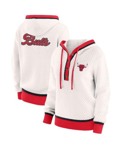 WEAR by Erin Andrews Women's White Chicago Bulls Plus Size Hoodie Sweater