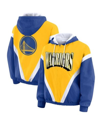 WEAR by Erin Andrews Women's Gold/Royal Golden State Warriors Color-Block Full-Zip Windbreaker Jacket