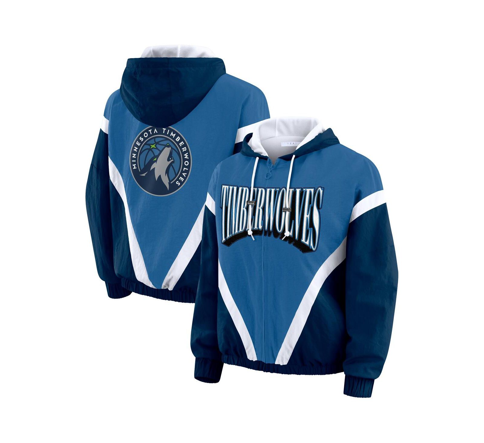 Женская ветровка WEAR by Erin Andrews Blue/Navy Minnesota Timberwolves Color-Block Full-Zip