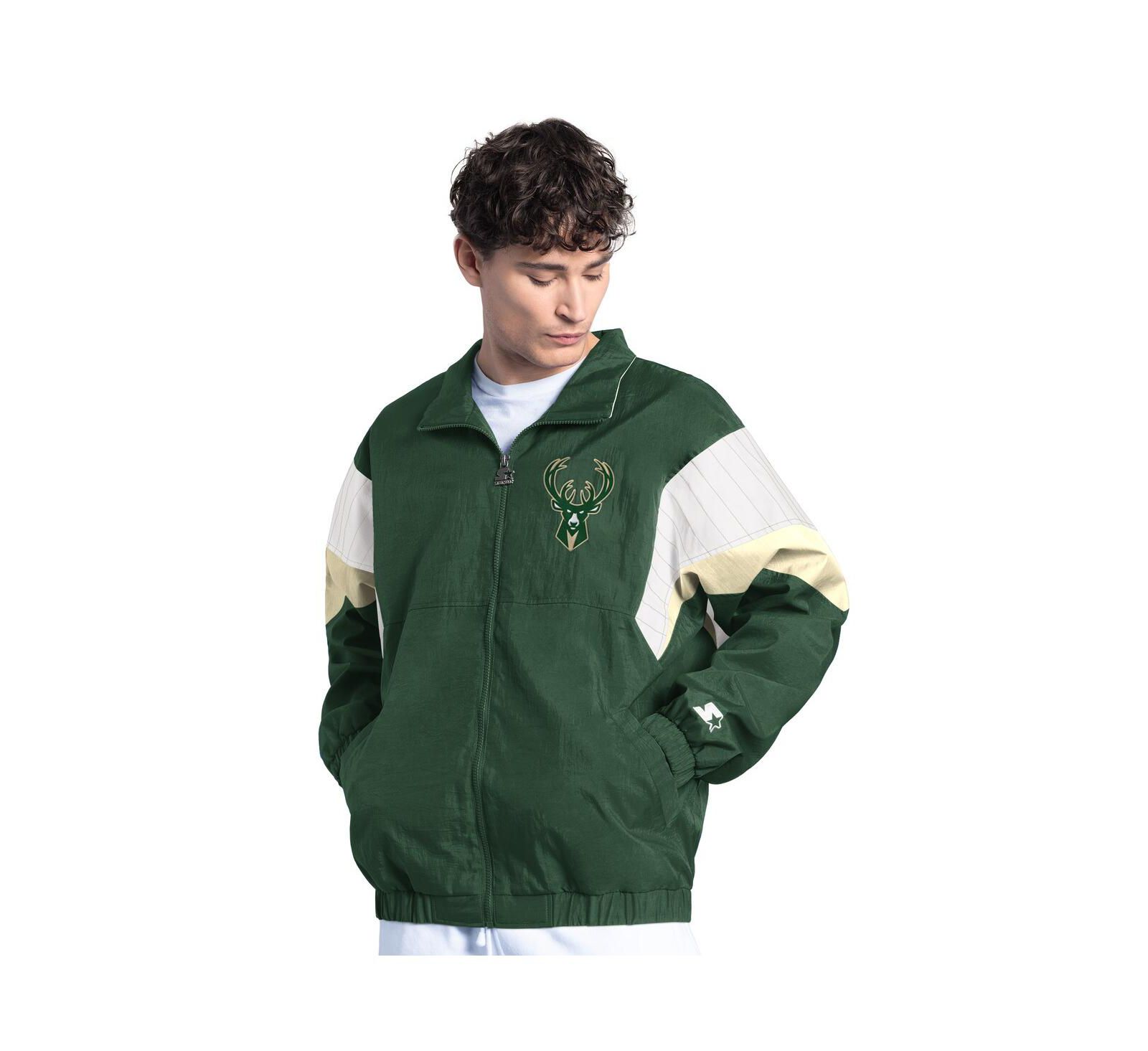 Starter Men's Hunter Green Milwaukee Bucks Yard Line Full-Zip Jacket