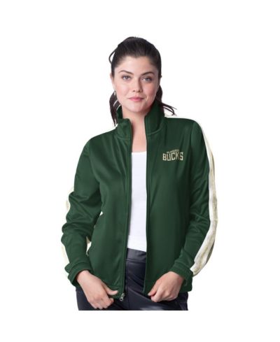 Женская спортивная куртка G-III 4Her by Carl Banks Hunter Green/Cream Milwaukee Bucks Rebel Sequin Bling Full-Zip