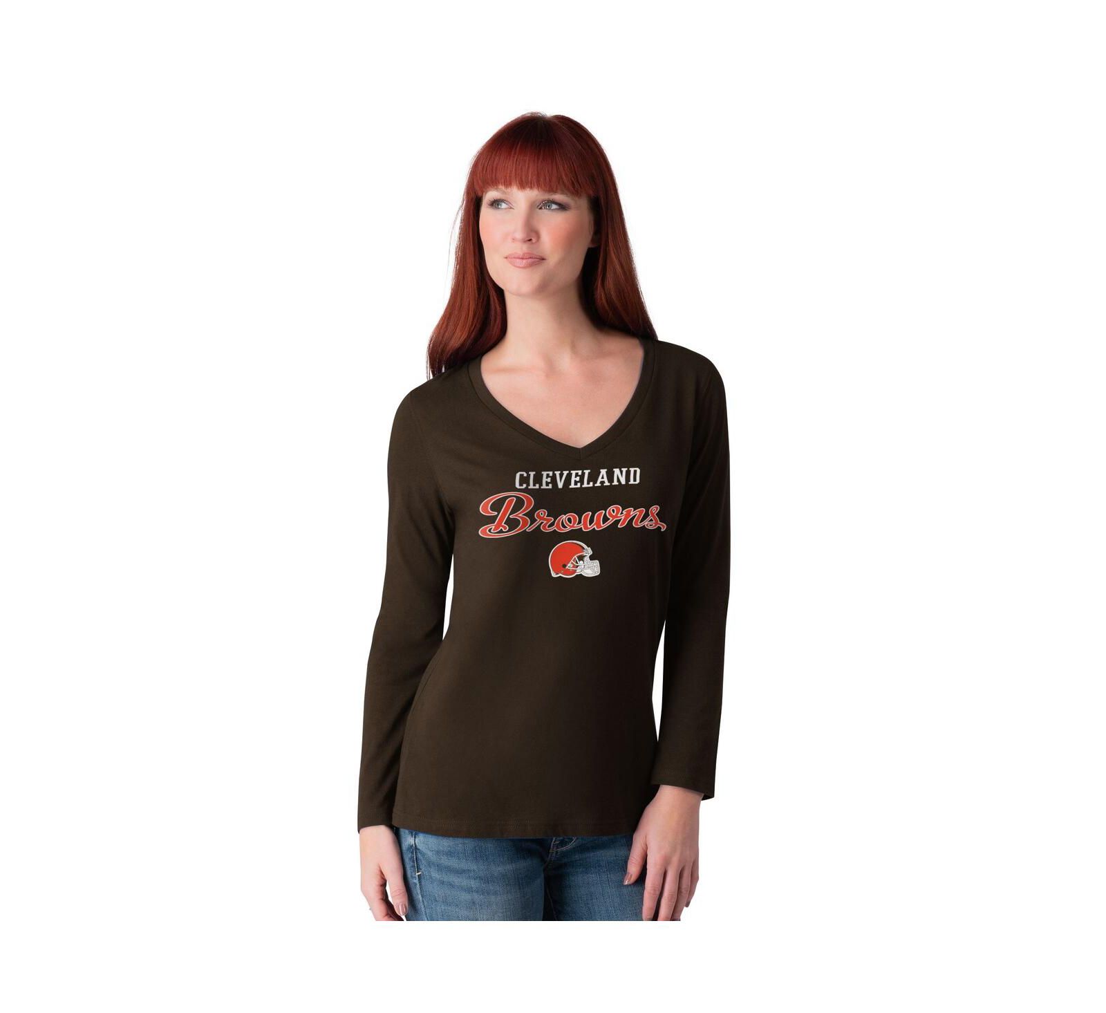 Женская футболка G-III 4Her by Carl Banks Cleveland Browns, с длинным рукавом и V-образным вырезом