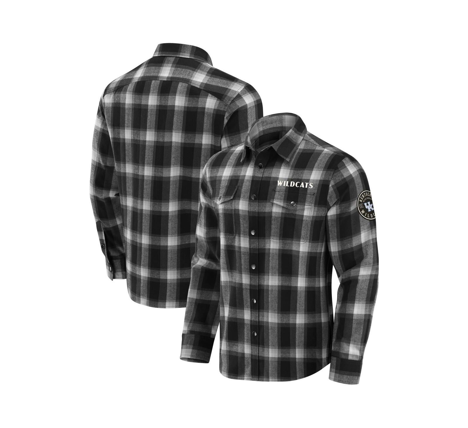Мужская рубашка Darius Rucker Collection by Fanatics Black Kentucky Wildcats Team Flannel Plaid Full-Snap