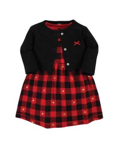 Hudson Baby Baby Girls Hudson Lightweight Cotton Dress and Cardigan Set