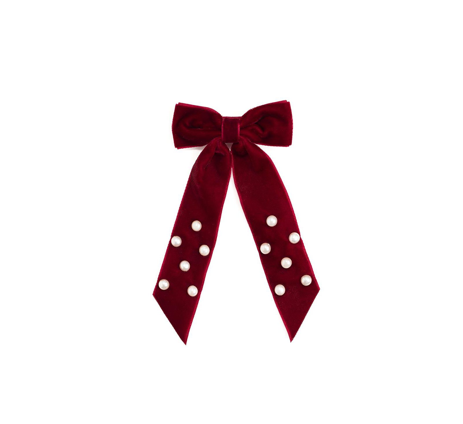 Детский аксессуар Sweet Wink Girls Ruby Red Velvet Coquette Bow Clip