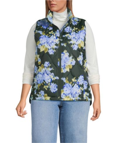 Lands' End Plus Size Print FeatherFree Quilted Insulated Vest