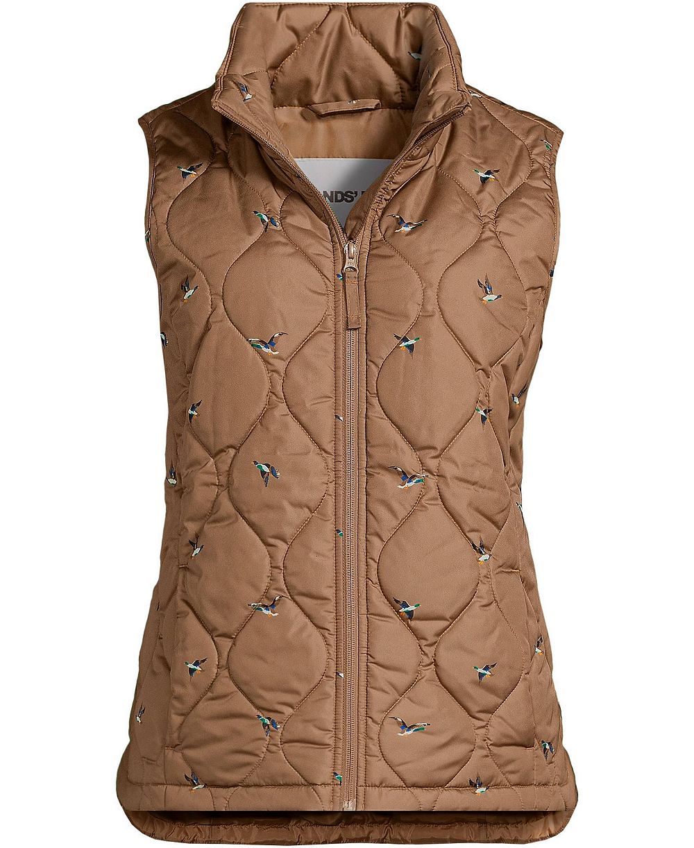 Lands' End Plus Size Print FeatherFree стеганый утепленный жилет