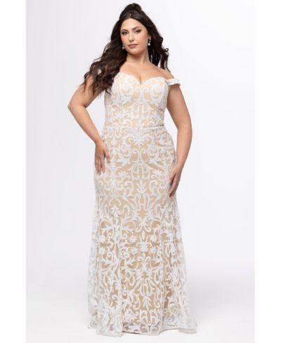 Celebrations by Sydney's Closet платье миди с пайетками и открытыми плечами Plus Size