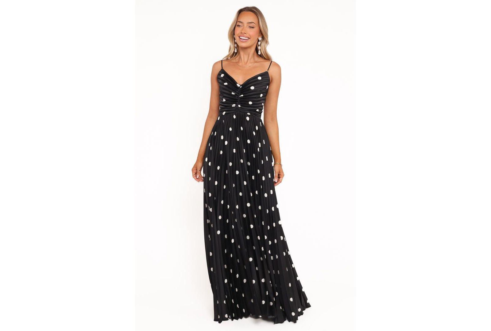 Женское платье Petal and Pup Naira Pleated Maxi - Black Polka Dot