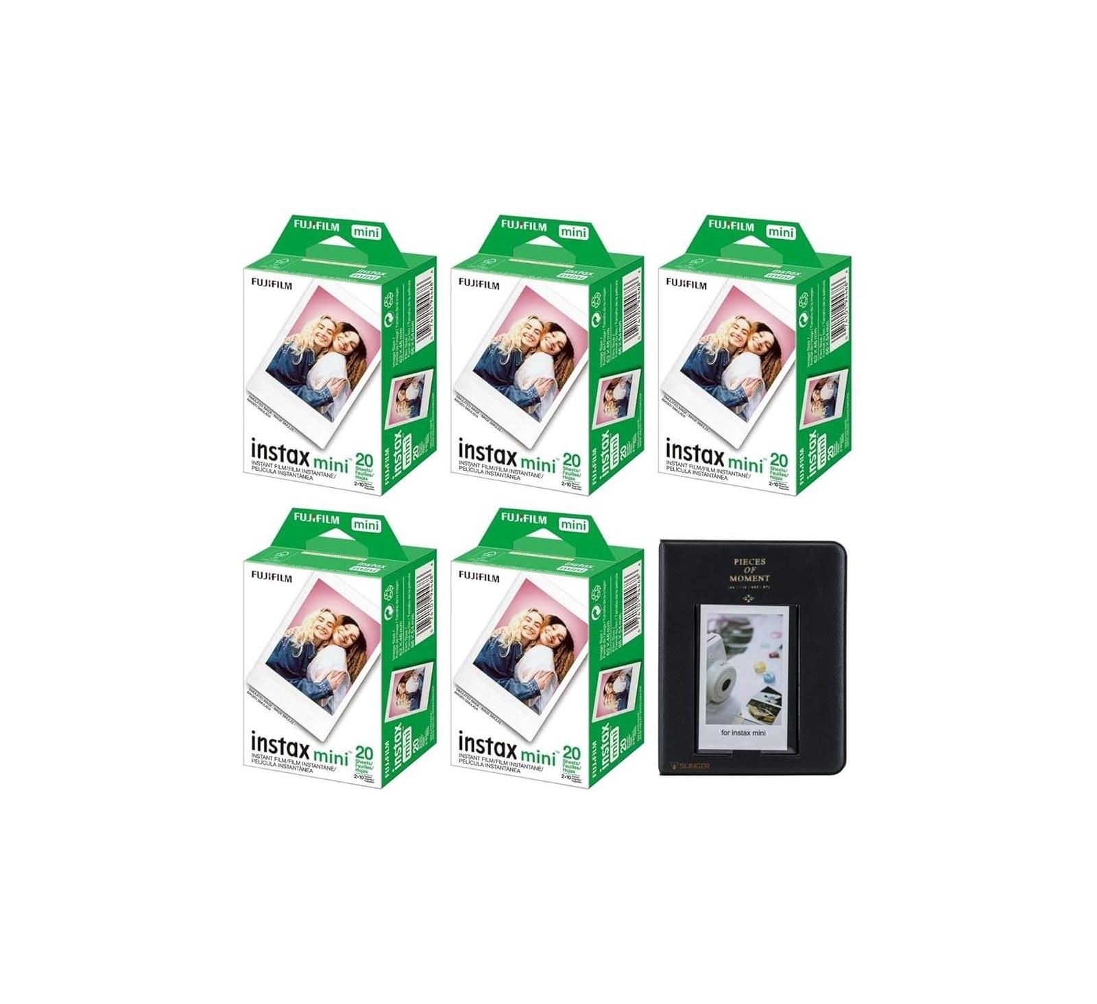 Fujifilm Instax Mini 100-Sheet Instant Camera Film with 64 Pocket Photo Album for Instax Mini Cameras