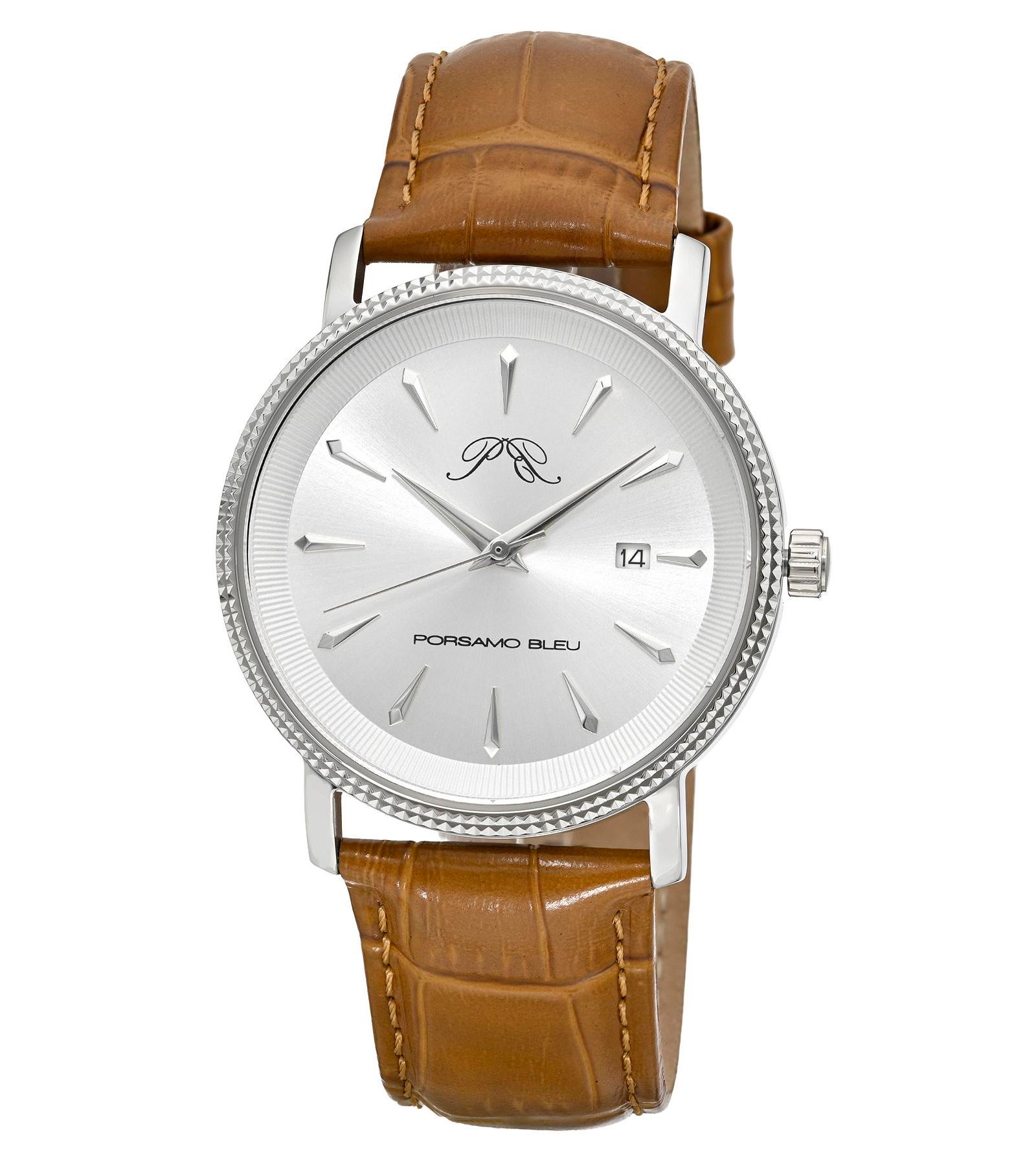 Мужские часы Porsamo Bleu Veritas 2 Round Brown Genuine Leather Band 40 mm