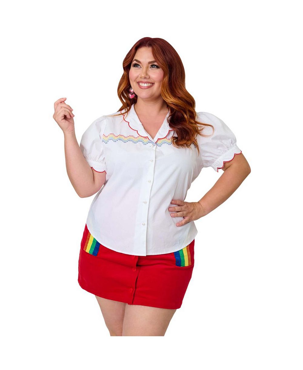 Smak Parlour Plus Size Embriodered Puff Sleeve Top
