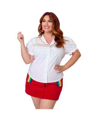 Smak Parlour Plus Size Embriodered Puff Sleeve Top
