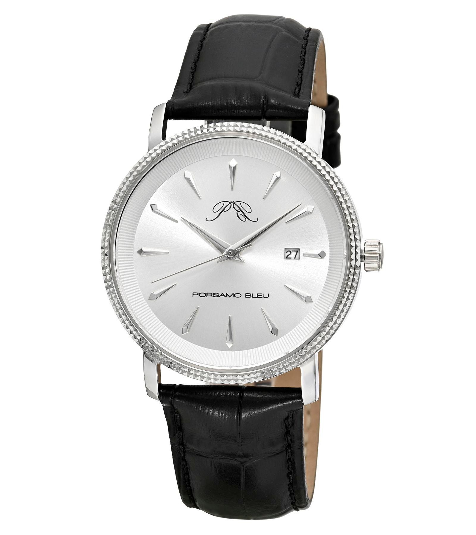 Porsamo Bleu Мужские часы Veritas 2, черный кожаный ремешок, 40 mm