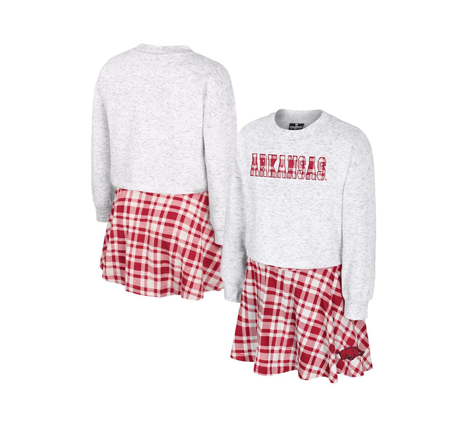 Детский комплект из юбки и топа в клетку Colosseum Arkansas Razorbacks серого цвета