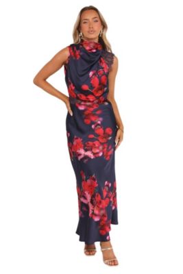 Petal and Pup Women's Anabelle Halter Neck Lace Maxi Dress - Navy Floral