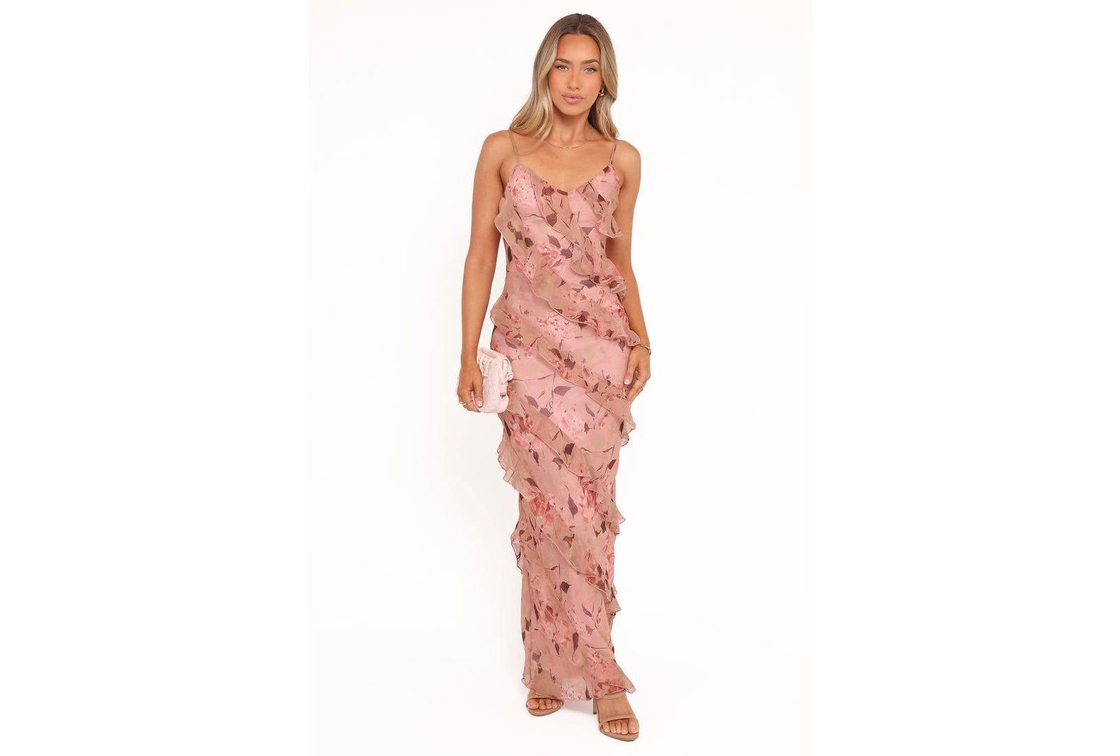 Petal and Pup Women's Ciao Ruffles Maxi Dress - Pale Pink Floral
