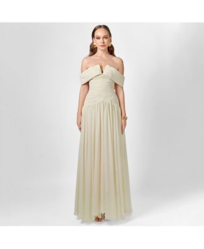 BARIANO Women's Keecia Off Shoulder Chiffon Gown