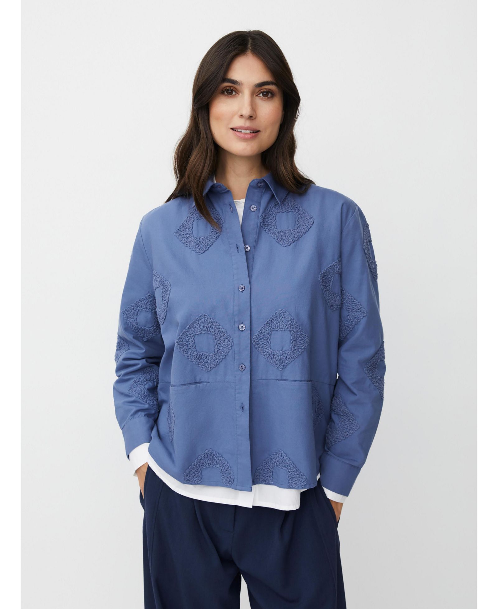 Masai Copenhagen Women's 100% Cotton Long Sleeve Collared Shirt