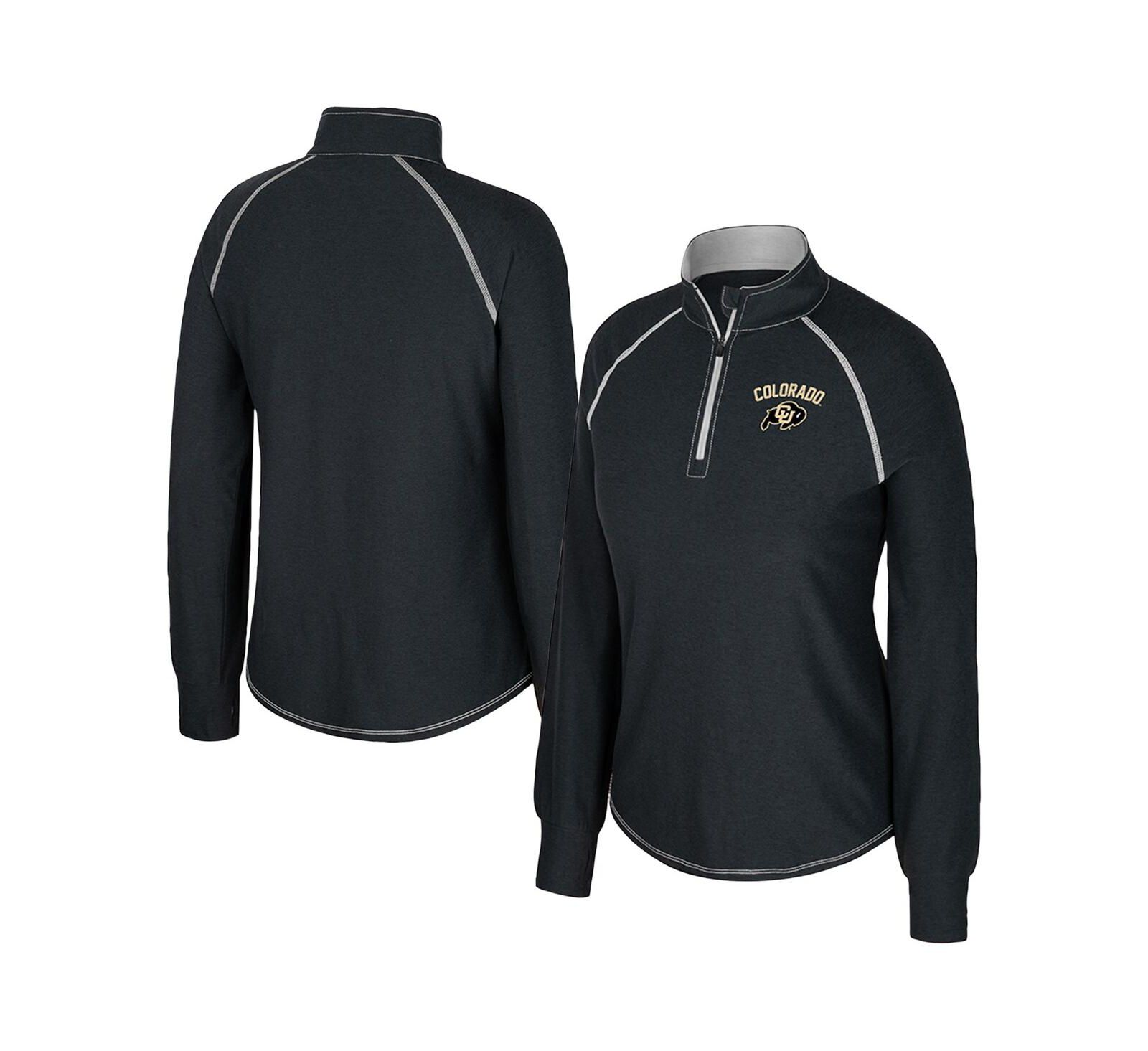 Женский топ Colosseum Black Colorado Buffaloes Bikram Raglan Quarter-Zip