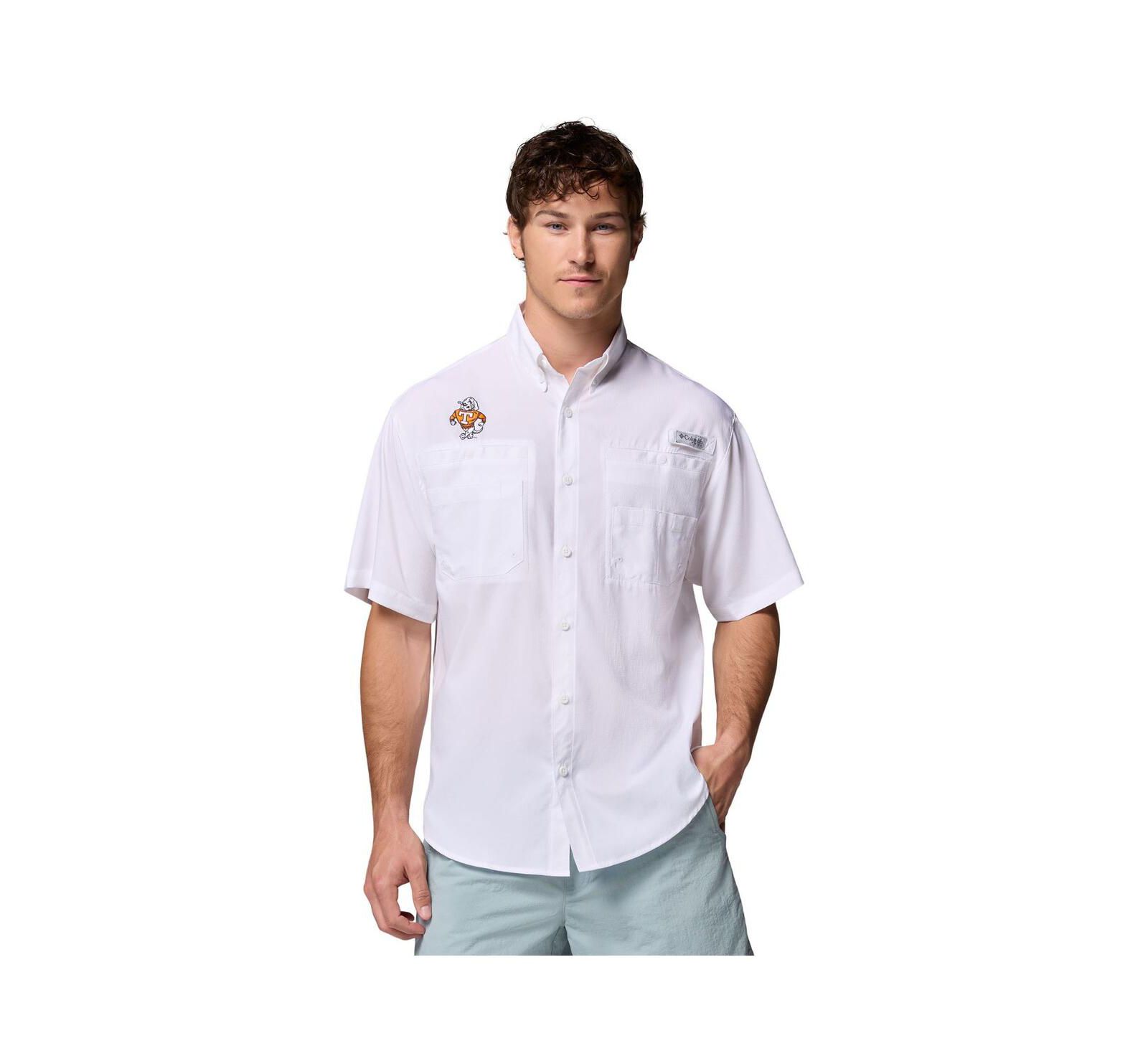 Мужская рубашка Columbia White Tennessee Volunteers Tamiami Omni-Shade Button-Down