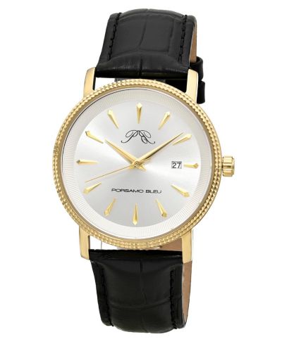Porsamo Bleu Мужские часы Veritas 2 Round с черным кожаным ремешком, 40 mm