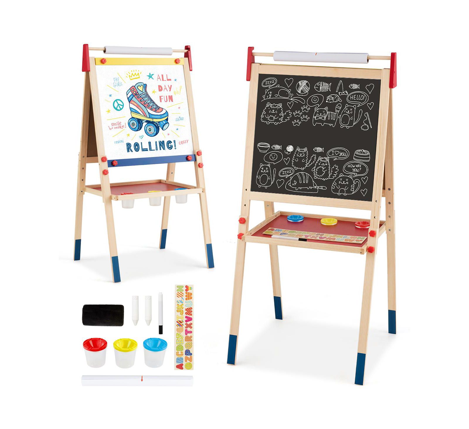 Деревянный детский мольберт Costway Height Adjustable Paper Roll