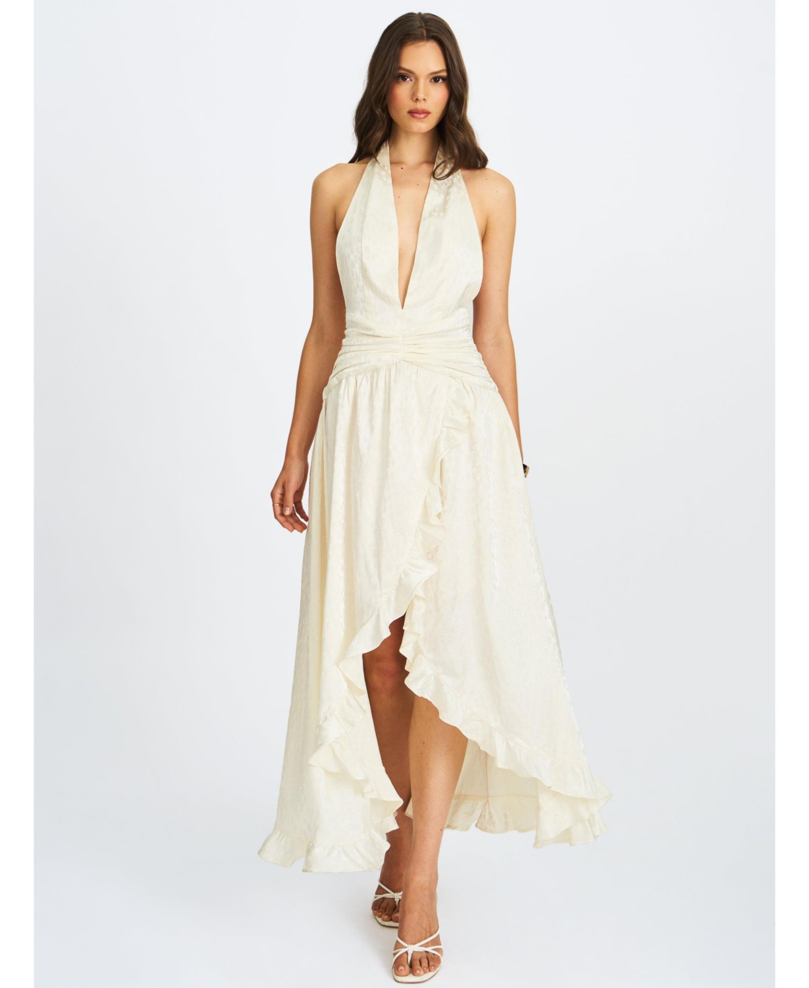 Женское макси-платье Miss Circle Nalani Floral Ivory Ruffled Halter