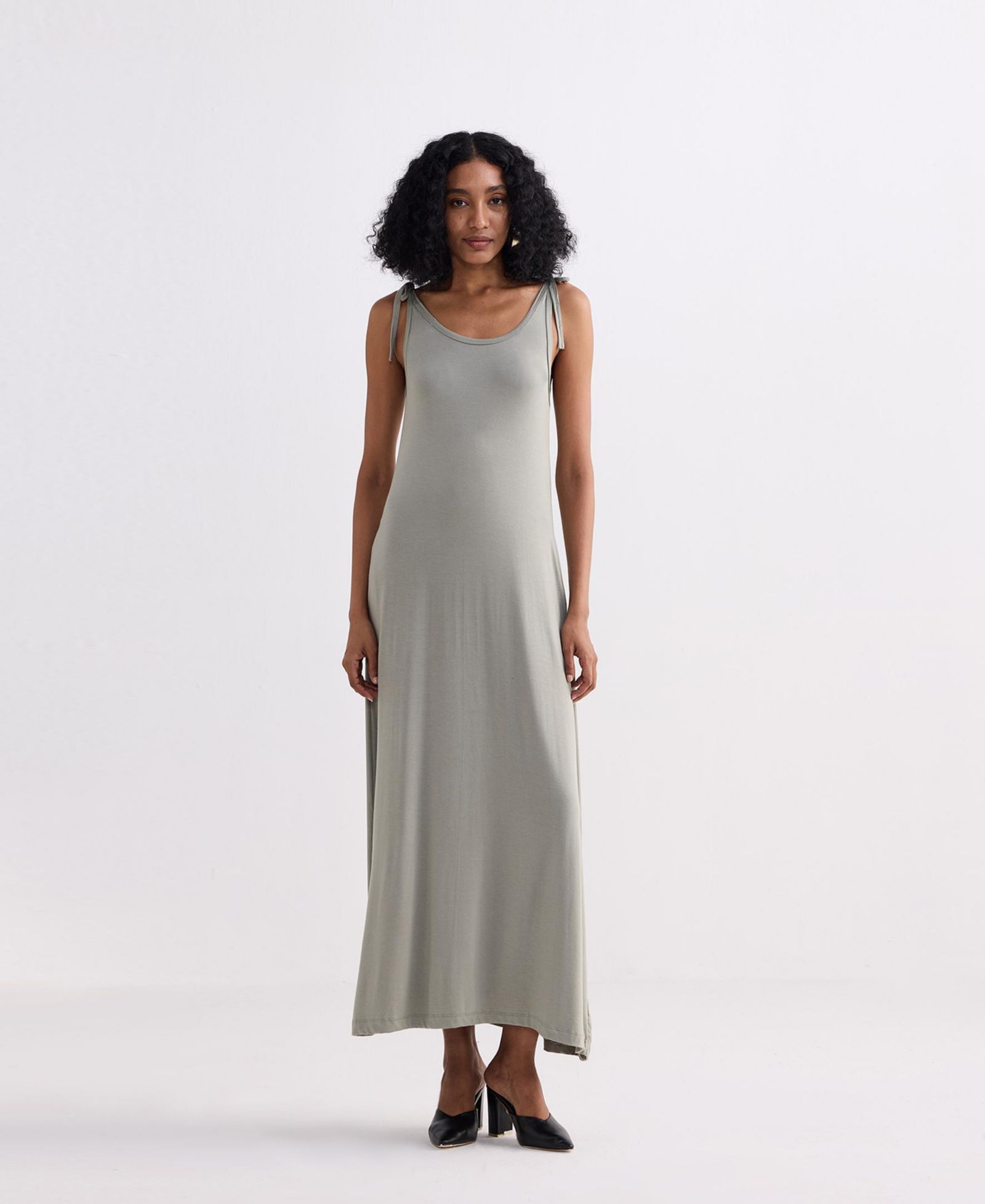 Reistor Women's Maxi Dress with Shoulder Tie-Details