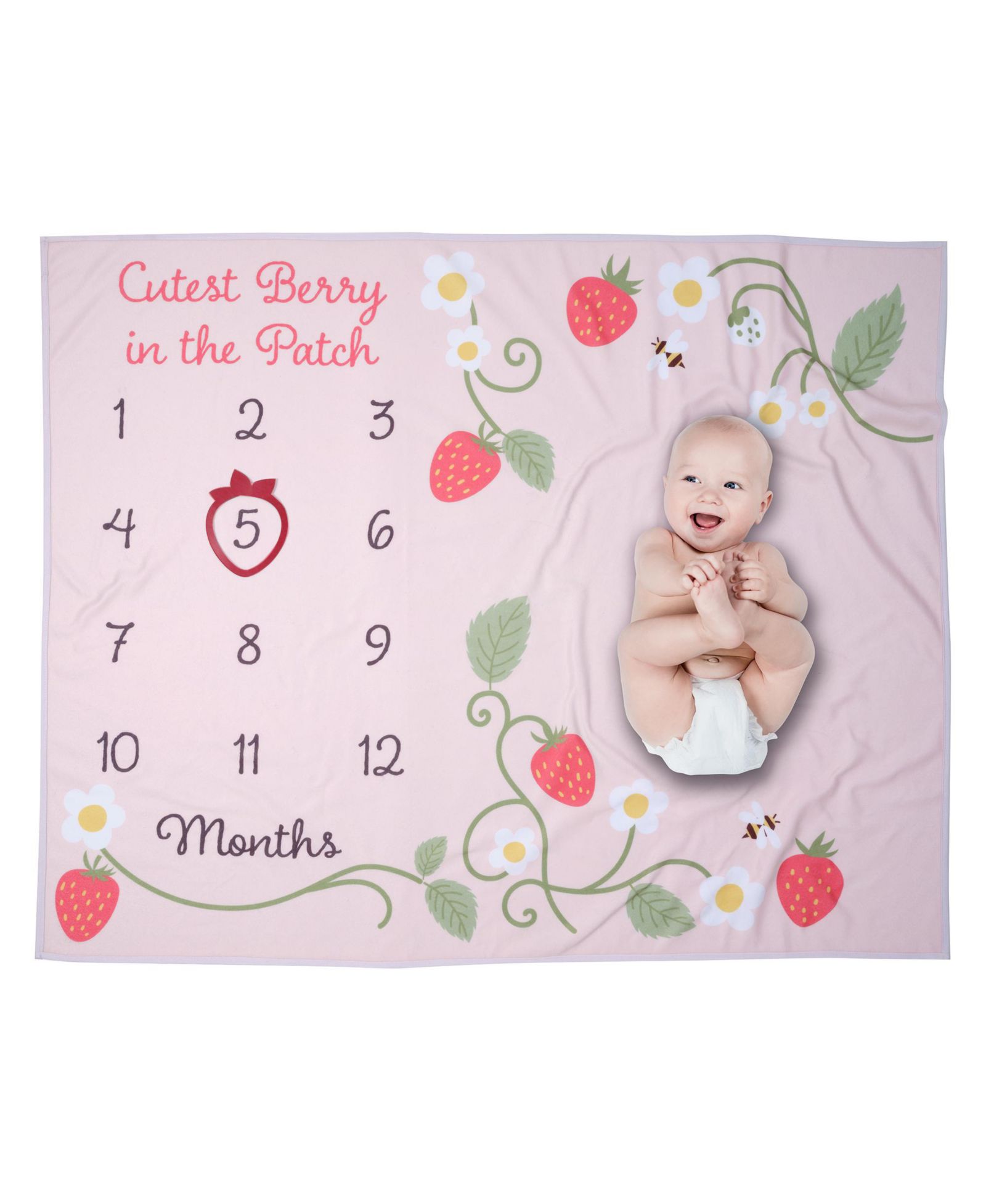 Lambs & Ivy детское флисовое одеяло Strawberry Patch