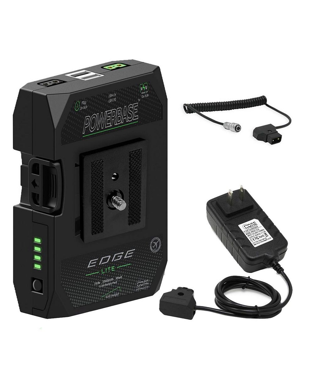 Аккумулятор Core SWX PowerBase Edge Lite 49Wh 14.8V компактный кинематографический и зарядное устройство 1.5A с одним разъемом D-Tap и витым кабелем D-Tap to 2-Pin