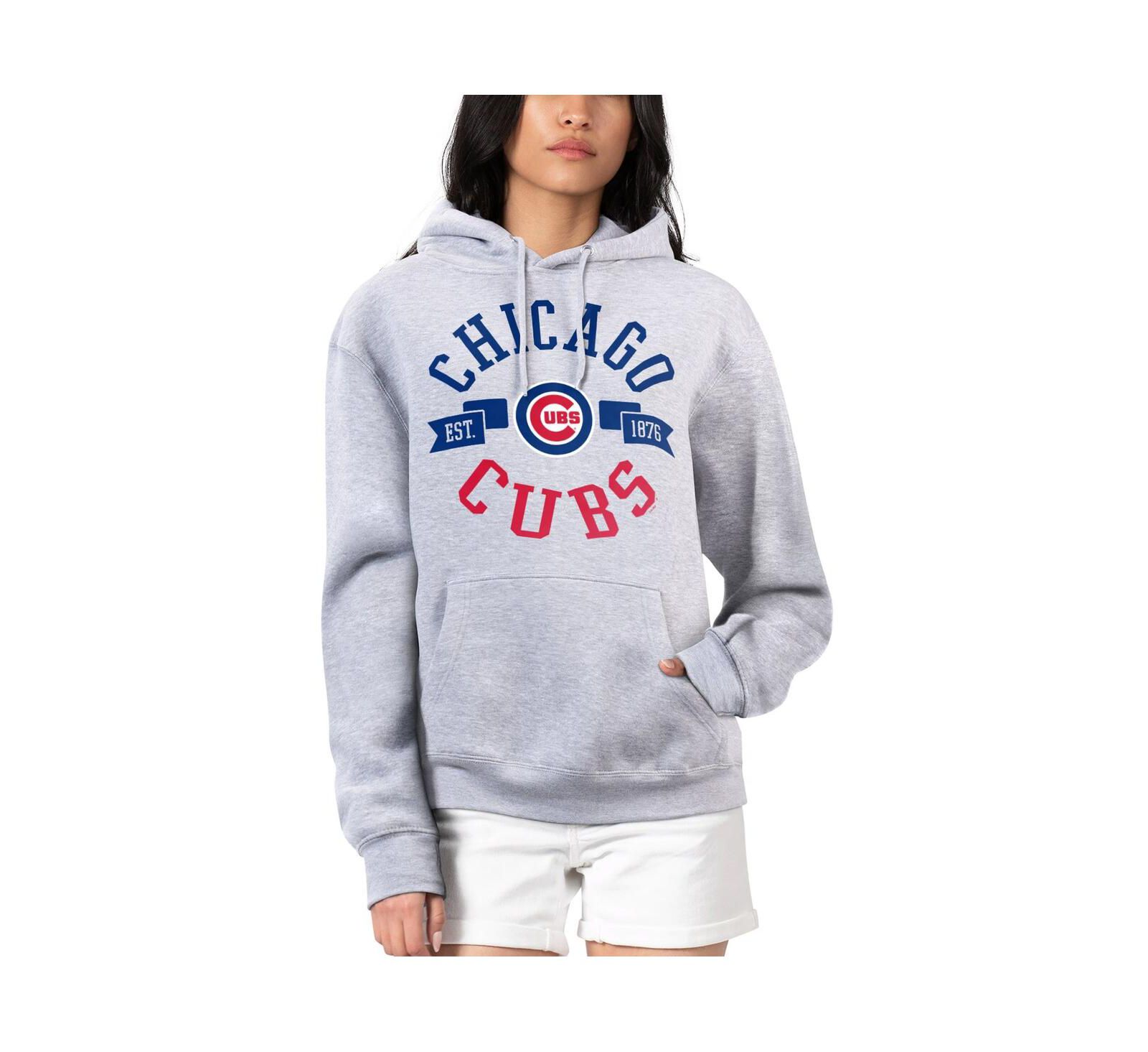 G-III 4Her by Carl Banks Women's Heather Gray Chicago Cubs City Graphic Pullover Hoodie
