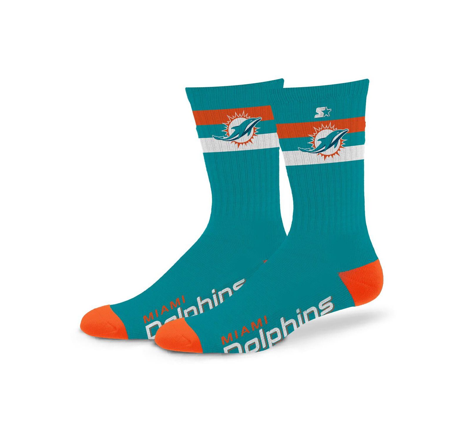 Starter Мужские и Женские носки Starter Miami Dolphins Team Color Two-Stripe Crew