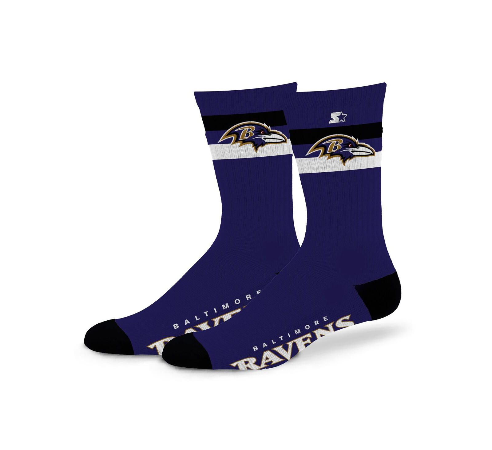 Starter Носки с двухполосным дизайном, Baltimore Ravens, Мужской и Женский