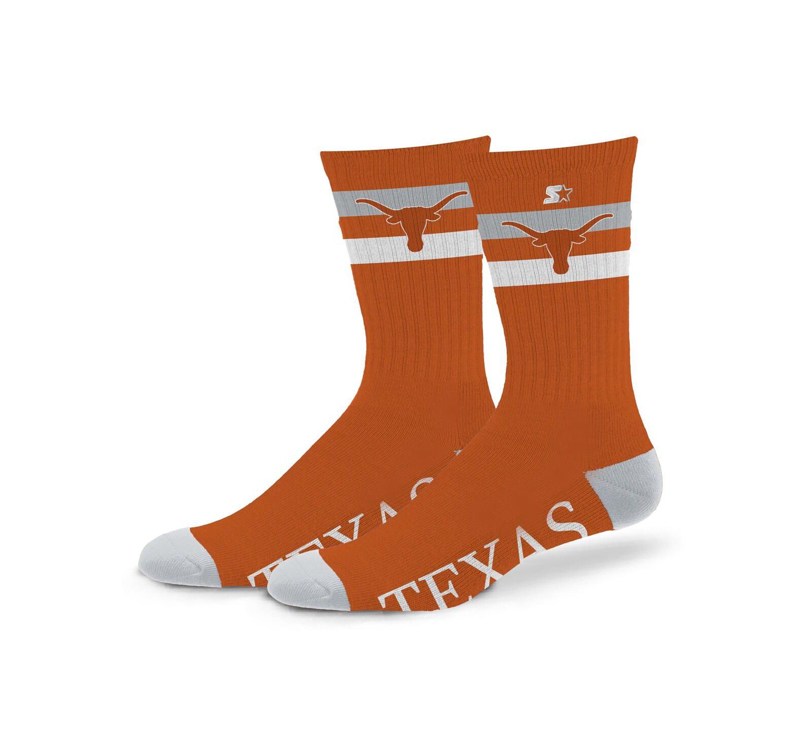 Starter Men's and Women's Texas Longhorns Team Color Two-Stripe Crew Socks