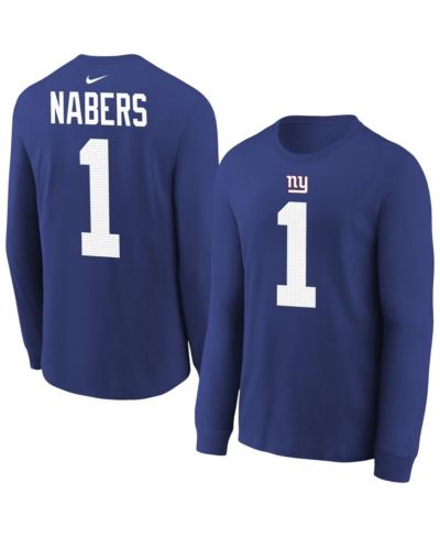 Nike Big Boys and Girls Malik Nabers Royal New York Giants Player Name & Number Long Sleeve T-Shirt