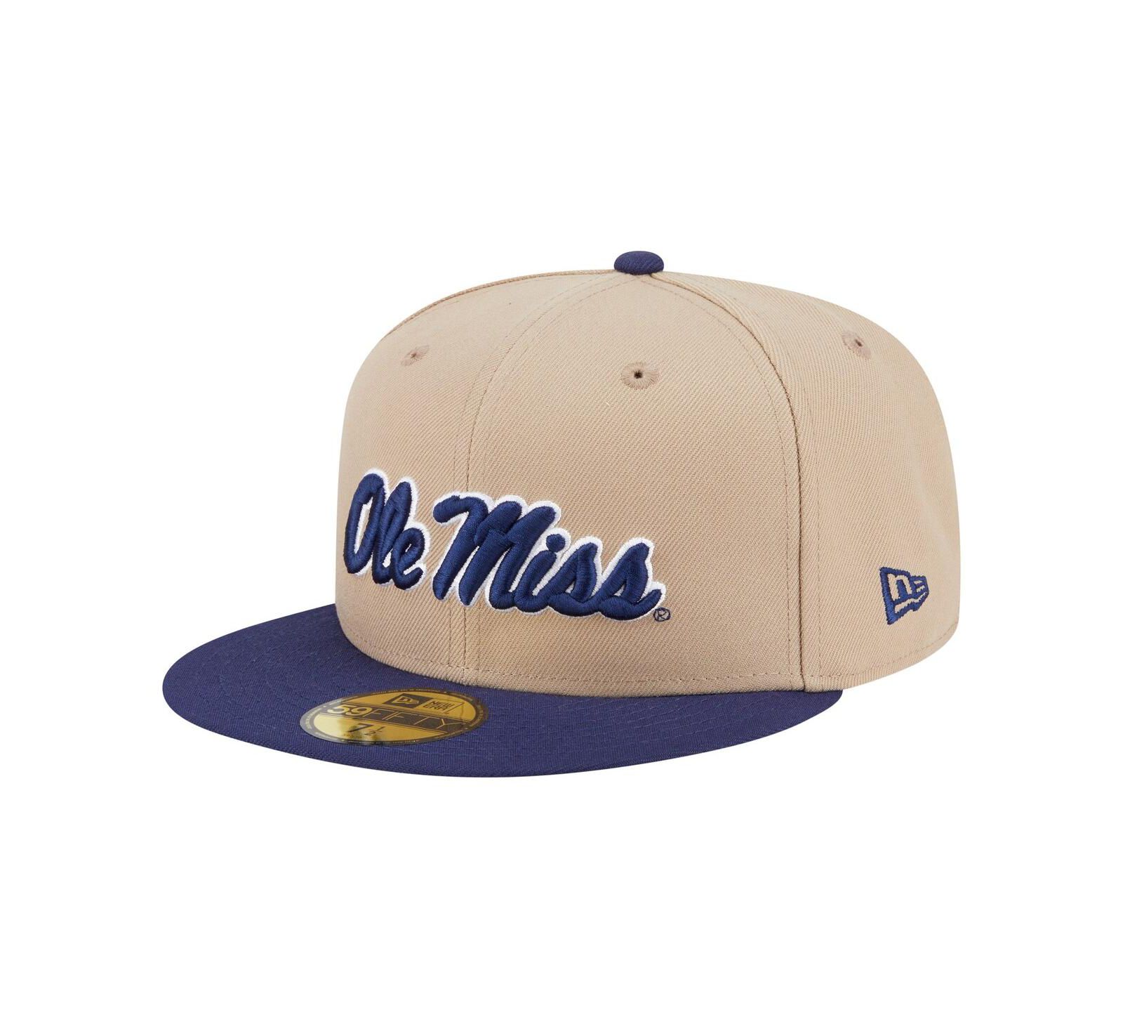 New Era Men's Khaki Ole Miss Rebels Two-Tone 59FIFTY Fitted Hat