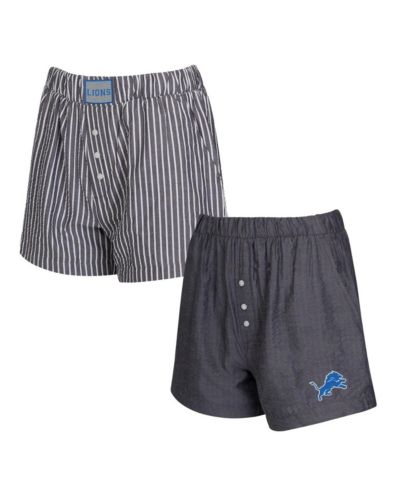 Женский комплект боксеров Concepts Sport Detroit Lions Stripes and Solids 2-Pack Charcoal