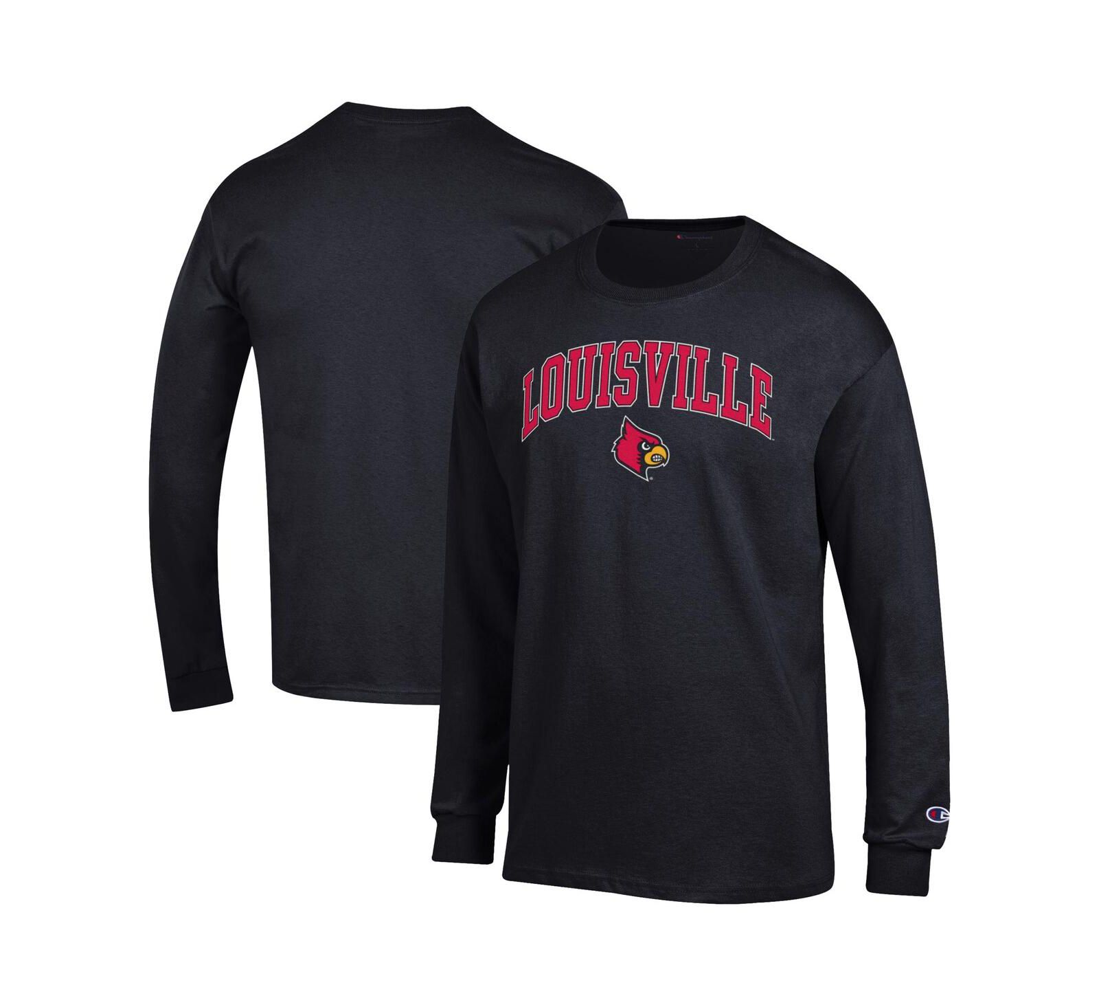 Мужская футболка Champion Black Louisville Cardinals Arch Over Logo Long Sleeve