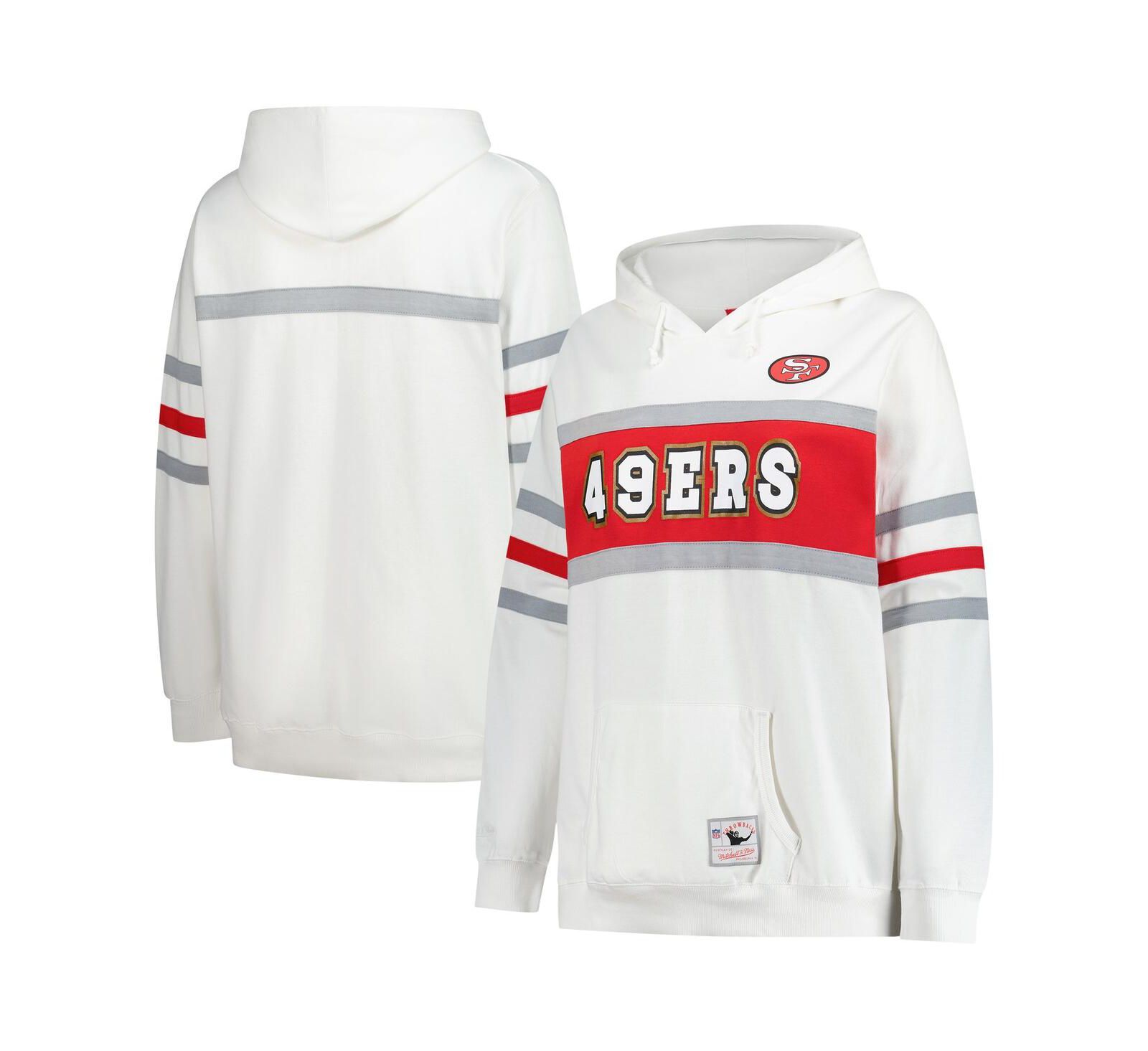 Женская толстовка Mitchell & Ness White San Francisco 49ers Plus Size Head Coach Throwback Pullover Hoodie