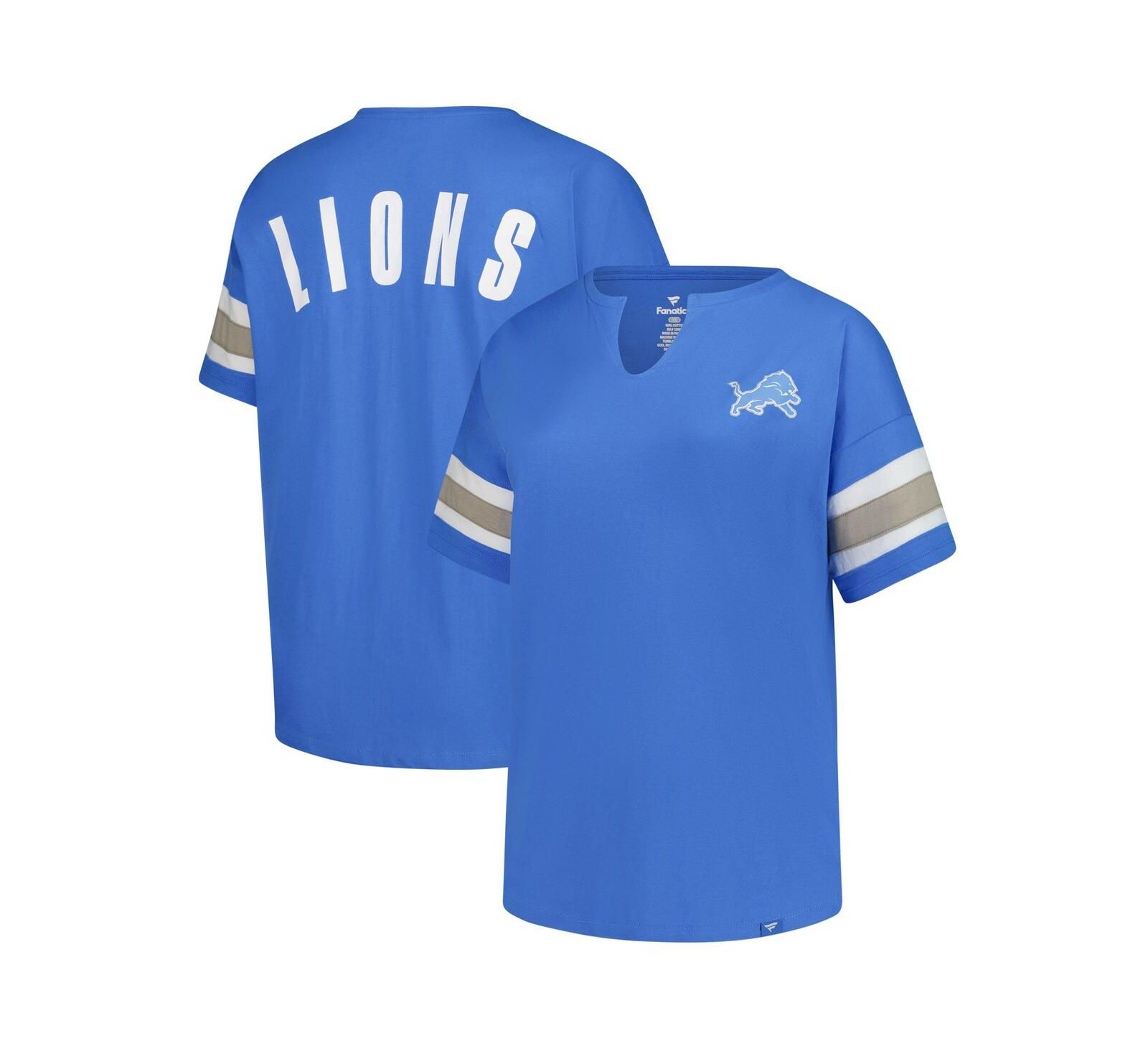 Fanatics Women's Blue Detroit Lions Plus Size Redzone Notch Neck T-Shirt