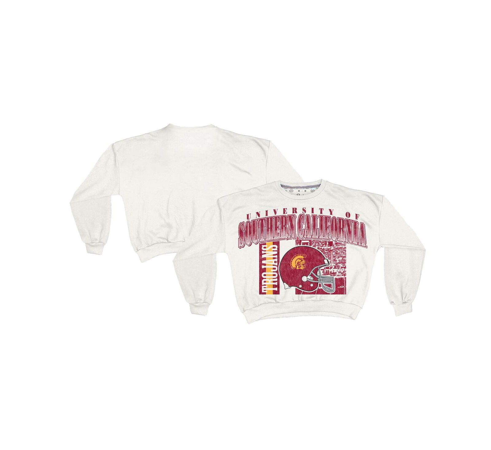 Женское свитшот Pressbox White USC Trojans Oversized Janice Retro Waist-Length